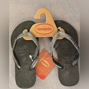 Havaianas Black Glitter Flip Flops